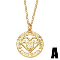 Cubic Zircon Micro Pave Brass Necklace, with 1.97 extender chain, Alphabet Letter, gold color plated, different styles for choice & micro pave cubic zirconia & for woman, golden, nickel, lead & cadmium free, 25x19mm, Length:17.72 Inch, Sold By PC