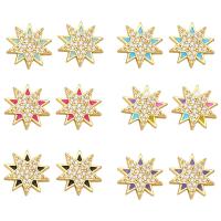 Brass Stud Earring Star gold color plated micro pave cubic zirconia & for woman & enamel nickel lead & cadmium free Sold By Pair