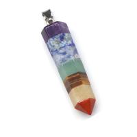 Gemstone Pendant with Zinc Alloy Conical silver color plated patchwork mixed colors Sold By PC