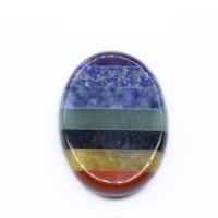 Gemstone Pendant, Ellipse, polished, patchwork & different styles for choice, mixed colors, 40x30mm, Sold By PC