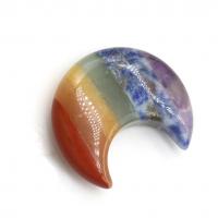 Полудрагоценный камень Декоративные украшения, Луна, полированный, Лоскутное, разноцветный, 30x26mm, продается PC