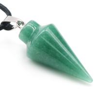 Gemstone Pendant with Zinc Alloy Conical silver color plated Sold By PC