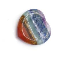 Gemstone Thumb Worry Stone, Heart, polished, patchwork & Massage, mixed colors, 38x40mm, Sold By PC