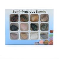 Gemstone Decoration, polished, 12 pieces & random style, mixed colors, 142x105x18mm, 12PCs/Box, Sold By Box