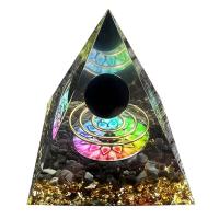 Resin Pyramid Decoration, with Gemstone, Pyramidal, different materials for choice & different styles for choice, more colors for choice, 86x70x68mm, Sold By PC