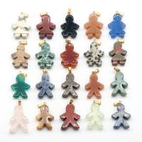 Gemstone Pendant with Zinc Alloy gold color plated random style mixed colors Sold By PC