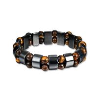 Gemstone Bracelets Tiger Eye with Hematite fashion jewelry & Unisex Inner Approx 55mm Sold By PC