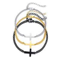 Stainless Steel Jewelry Bracelet, 304 Stainless Steel, with 1.97inch extender chain, Cross, fashion jewelry & for woman, more colors for choice, 20x12mm, Sold Per Approx 6.3 Inch Strand