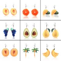 Acrylic Jewelry Earring, Tibetan Style, with Acrylic, Fruit, silver color plated, fashion jewelry & different styles for choice & for woman, more colors for choice, nickel, lead & cadmium free, Sold By Pair