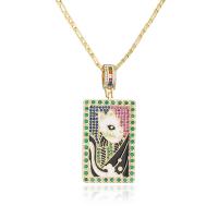 Cubic Zircon Micro Pave Brass Necklace Square gold color plated micro pave cubic zirconia & for woman & enamel multi-colored Length Approx 23.6 Inch Sold By PC