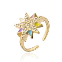 Cubic Zirconia Micro Pave Brass Ring, gold color plated, micro pave cubic zirconia & for woman & enamel, more colors for choice, 18mm, Sold By PC