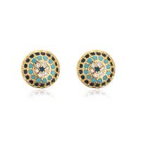 Cubic Zirconia Micro Pave Brass Earring gold color plated & micro pave cubic zirconia & for woman multi-colored Sold By Pair
