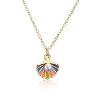 Brass Necklace, Shell, gold color plated, for woman & enamel, more colors for choice, 15x18mm, Length:Approx 17.7 Inch, Sold By PC
