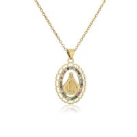 Cubic Zircon Micro Pave Brass Necklace, gold color plated, different styles for choice & micro pave cubic zirconia & for woman, more colors for choice, 18x30mm, Length:Approx 17.7 Inch, Sold By PC