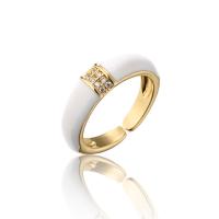 Cubique anneau en laiton Circonia Micro Pave, Placage de couleur d'or, Réglable & pavé de micro zircon & pour femme & émail, plus de couleurs à choisir, 18mm, Vendu par PC
