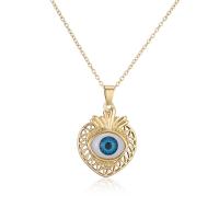 Collier Evil Eye bijoux, laiton, avec plastique, Placage de couleur d'or, styles différents pour le choix & pour femme, 23x35mm, Longueur:Environ 17.7 pouce, Vendu par PC