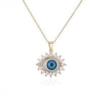 Evil Eye Jewelry Necklace, Brass, with Plastic, gold color plated, different styles for choice & micro pave cubic zirconia & for woman, 24x28mm, Length:Approx 17.7 Inch, Sold By PC