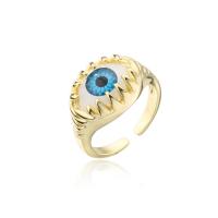 Evil Eye Smykker Finger Ring, Messing, med Plastic, guldfarve belagt, for kvinde, flere farver til valg, 18mm, Solgt af PC