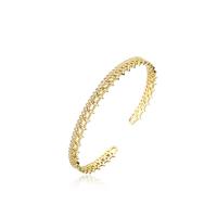 Brass Cuff Bangle, gold color plated, micro pave cubic zirconia & for woman, 60mm, Sold By PC