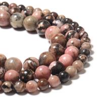 Perles rhodonites, rhodonite, Rond, poli, DIY, couleurs mélangées, Vendu par 38 cm brin