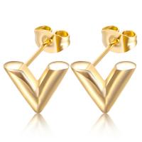 Stainless Steel Stud Earrings 304 Stainless Steel Letter V Vacuum Ion Plating fashion jewelry & for woman Sold By Pair
