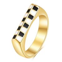 Enamel Stainless Steel Finger Ring 304 Stainless Steel Vacuum Ion Plating & for woman gold 5mm US Ring Sold By PC