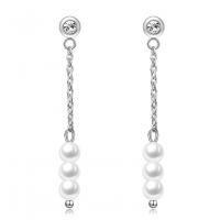 304 Edelstahl Tropfen Ohrring, mit Kunststoff Perlen, Micro pave Zirkonia & für Frau, keine, 49mm, verkauft von Paar