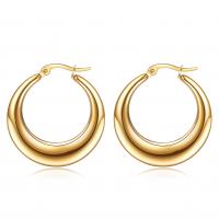 Stainless Steel Hoop Earring, 304 Stainless Steel, Vacuum Ion Plating, for woman & hollow, more colors for choice, 27x28mm, Sold By Pair