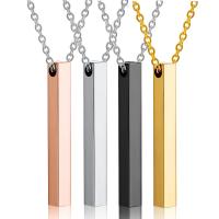 Stainless Steel Jewelry Necklace, 304 Stainless Steel, Rectangle, Vacuum Ion Plating, oval chain & for woman, more colors for choice, 5x40mm, Length:Approx 19.6 Inch, Sold By PC