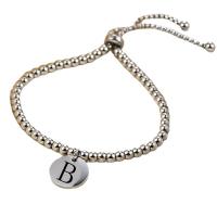 Stainless Steel Jewelry Bracelet 304 Stainless Steel Flat Round ball chain & with letter pattern & for woman original color Length Approx 7-9.8 Inch Sold By PC