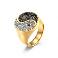 Rhinestone нержавеющей стали палец кольцо, Нержавеющая сталь 304, разный размер для выбора & Мужский & со стразами, Много цветов для выбора, 20mm, размер:8-13, продается PC