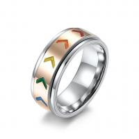 Emajl nehrđajućeg Čelik Ring Finger, 304 nehrđajućeg čelika, bez spolne razlike & različite veličine za izbor, više boja za izbor, 8mm, Veličina:7-11, Prodano By PC