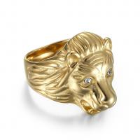 Rhinestone-Edelstahl -Finger-Ring, 304 Edelstahl, Löwe, verschiedene Größen vorhanden & für den Menschen & mit Strass, keine, 24mm, Größe:8-12, verkauft von PC