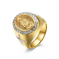 Rhinestone-Edelstahl -Finger-Ring, 304 Edelstahl, Jungfrau Maria, verschiedene Größen vorhanden & für den Menschen & mit Strass, keine, Größe:8-12, verkauft von PC