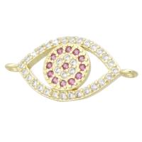 Cubic Zirconia Micro Pave Brass Connector Eye gold color plated micro pave cubic zirconia & hollow Approx 1mm Sold By PC