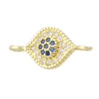 Cubic Zirconia Micro Pave Brass Connector, gold color plated, micro pave cubic zirconia, 17x8x3mm, Hole:Approx 1mm, Sold By PC
