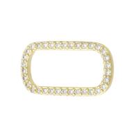 Cubic Zirconia Micro Pave Brass Connector Rectangle gold color plated micro pave cubic zirconia & hollow Sold By PC