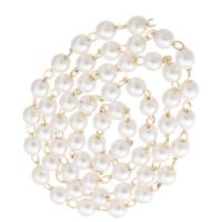 Messing Ball Chain, med Plastic Pearl, guldfarve belagt, du kan DIY, 10m/Lot, Solgt af Lot