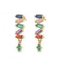 Brass Drop Earring irregular gold color plated micro pave cubic zirconia & for woman multi-colored Sold By Pair
