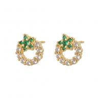 Cubic Zirconia Micro Pave Brass Earring gold color plated micro pave cubic zirconia & for woman & hollow Sold By Pair
