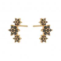 Cubic Zirconia Micro Pave Brass Earring gold color plated micro pave cubic zirconia & for woman black Sold By Pair