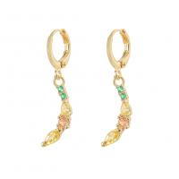 Huggie Hoop Drop Earring, Brass, gold color plated, micro pave cubic zirconia & for woman, 7.50x31.60mm, Sold By Pair