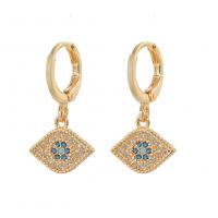 Huggie Hoop Drop Earring, Brass, gold color plated, micro pave cubic zirconia & for woman, 12x23mm, Sold By Pair