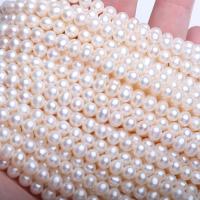 Perles de nacre rondes de culture d'eau douce, perle d'eau douce cultivée, DIY, blanc, 5-6mm, Vendu par Environ 14.17 pouce brin