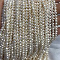 Runde ferskvandskulturperle Beads, Ferskvandsperle, du kan DIY, hvid, 4-5mm, Solgt Per Ca. 14-15 inch Strand