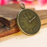 Tibetan Style Pendants, Clock, plated, antique bronze color, 25mm, Sold By PC