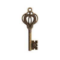 Tibetan Style Key Pendants, plated, more colors for choice, 43x16mm, Sold By PC