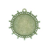 Tibetan Style Pendant Cabochon Setting, plated, antique bronze color, 30mm, Sold By PC