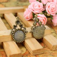 Tibetan Style Pendant Cabochon Setting, plated, antique bronze color, 14mm, Sold By PC