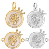 Cubic Zirconia Micro Pave Brass Pendant with Shell Lion plated micro pave cubic zirconia Sold By PC